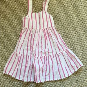 Chic Pink and White Striped Kids Dress